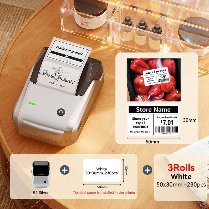 NIIMBOT B1 Portable Bluetooth Label Printer- Wireless Thermal Sticker Printer