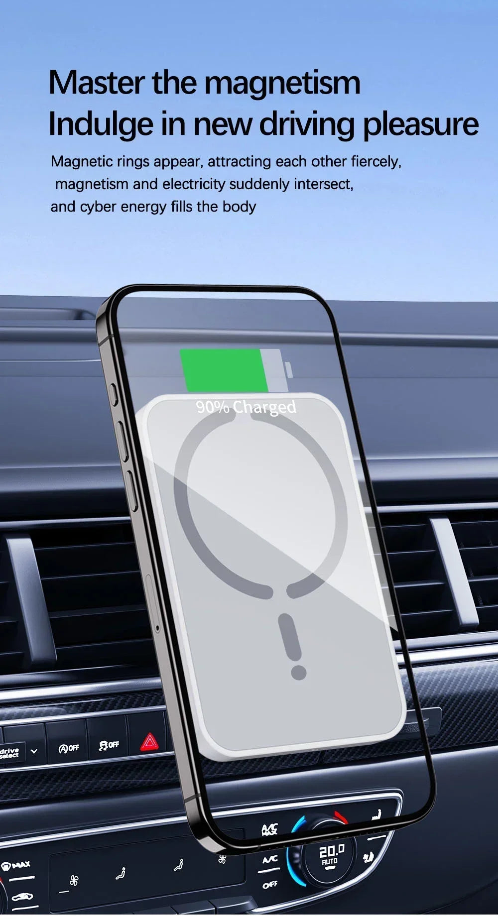 Magnetic Wireless Car Charger Air Vent Clip Phone Fast Charging Phone Mount