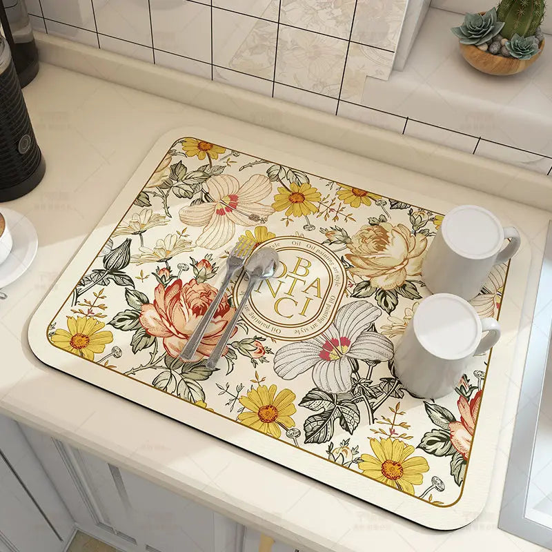 Quick Dry Kitchen Sink Mat Super Absorbent Dish Drying Pad
