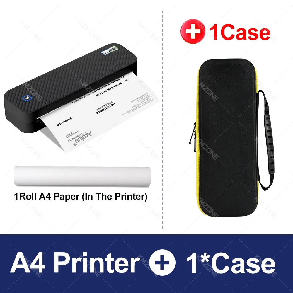 Portable A4 Bluetooth Thermal Printer - Inkless Mobile Document Printer