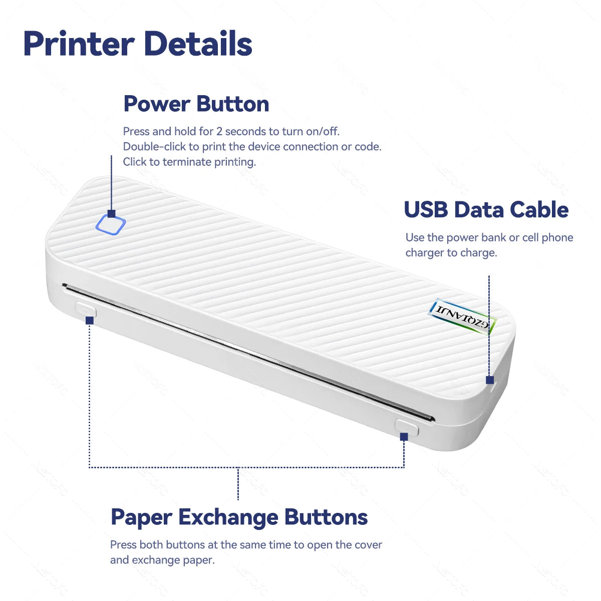 Portable A4 Bluetooth Thermal Printer - Inkless Mobile Document Printer